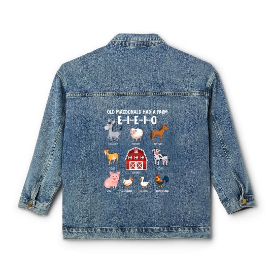 Toddler Farm Animals Old Macdonald Had A Farm Classic Women's Denim Jackets