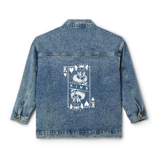 Miniaturecher King Of Hearts Dog Card Pop Classic Women's Denim Jackets