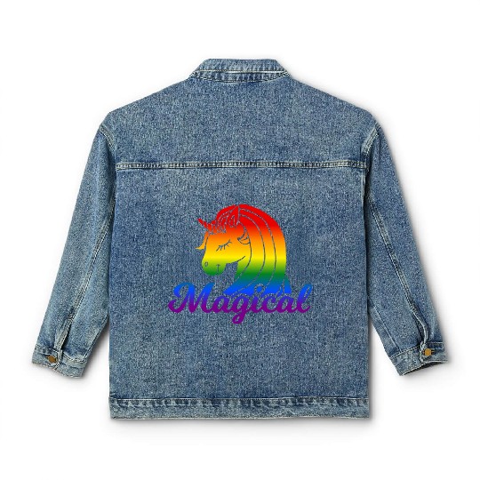 Magical Rainbow Unicorn | TTRPG Pride Classic Women's Denim Jackets