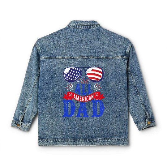 All American Dad America Pride US Patriot Classic Women's Denim Jackets