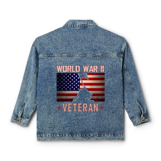 American Patriot Wwii Veteran Military World War 2 Classic Women's Denim Jackets