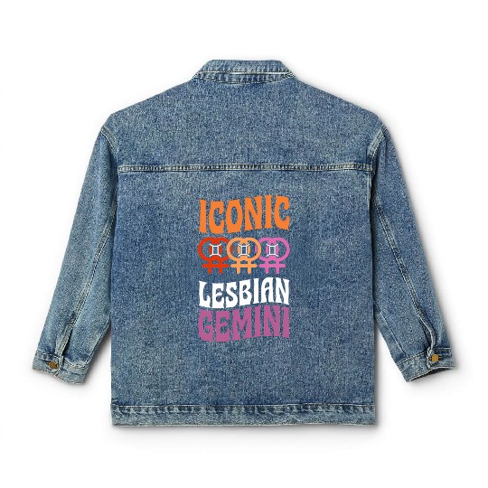 Ico Lesbian Gemini Queer Zodiac Horoscope Sign Les Classic Women's Denim Jackets