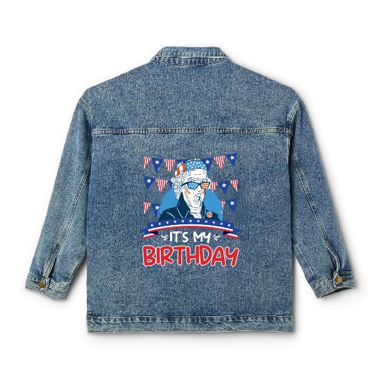 Its my Birthday Independence Day George Washington Classic Women's Denim Jackets