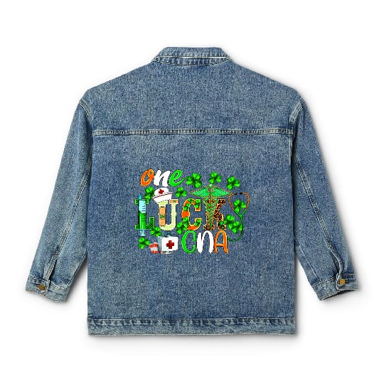 St Patrick'S Day One Lucky Cna Leopard Classic Women's Denim Jackets
