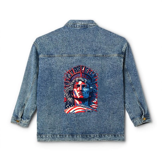 Statue of Liberty Face USA Classic Women's Denim Jackets