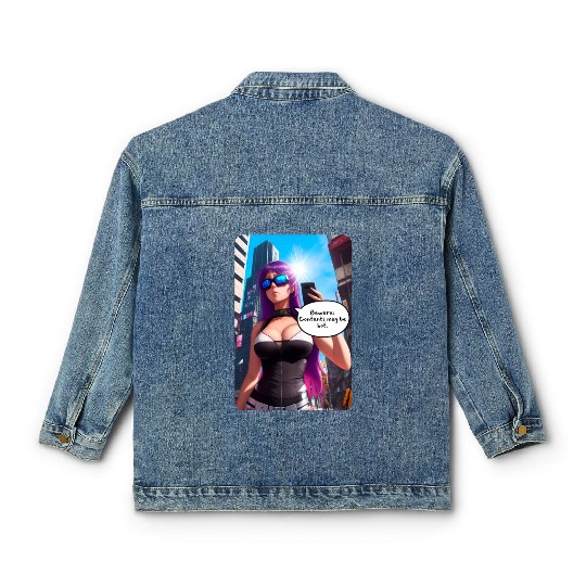 Cyberpunk Waifu Influencer Design 5 Classic Women's Denim Jackets