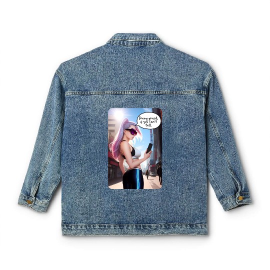 Cyberpunk Waifu Influencer Design 7 Classic Women's Denim Jackets