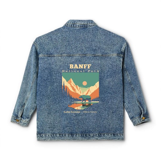 Vintage Retro Canadian Banff National Park Classic Women's Denim Jackets