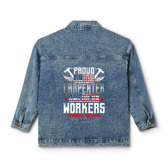 Carpenter Proud Union American Flag Patriotic Classic Women's Denim Jackets