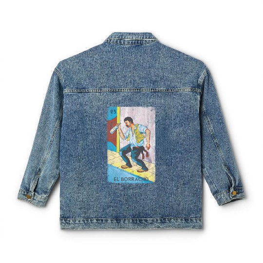 Loteria El Borracho Colorful Tarot Card Classic Women's Denim Jackets
