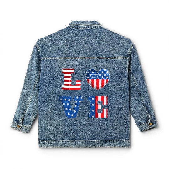 LOVE America Independence Day USA Patriots Classic Women's Denim Jackets