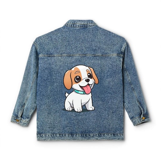 Cute Puppy Classic Women's Denim Jackets