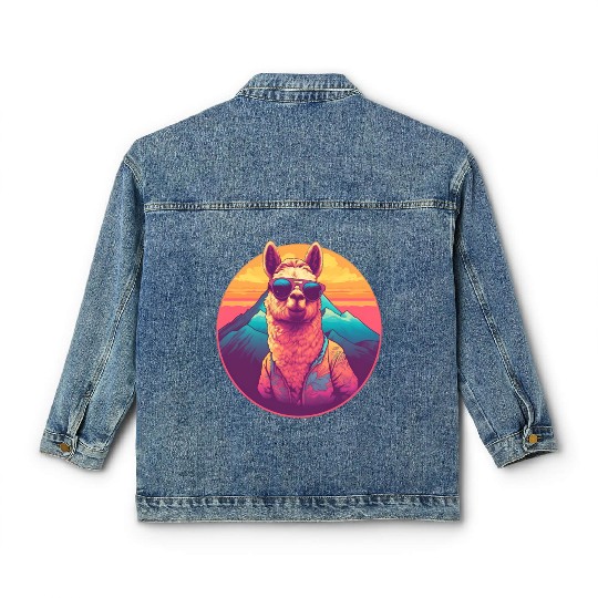 Funny Alpaca with Sunglasses - Alpacatude Classic Women's Denim Jackets