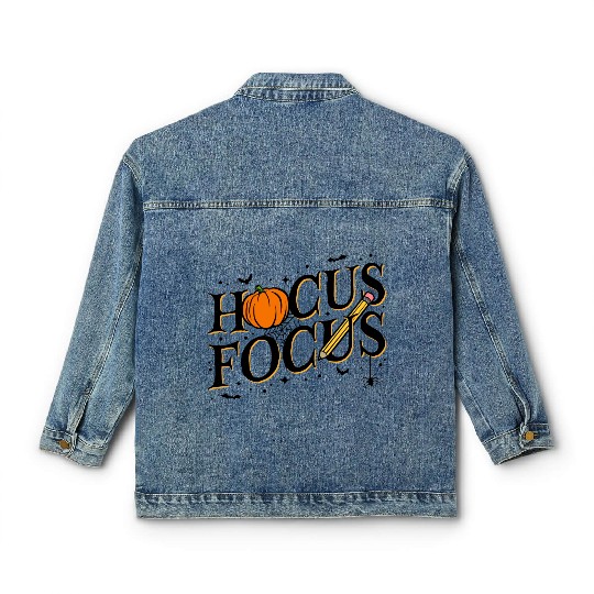 Funny Hocus Focus Teacher Appreciation Halloween Classic Women's Denim Jackets