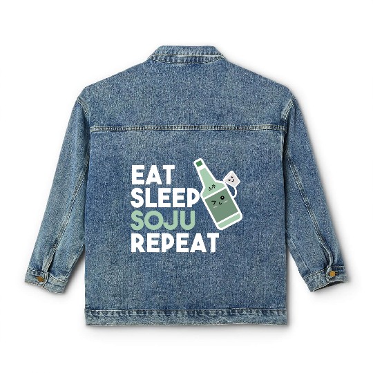 Eat Sleep Soju Repeat red summer quote Classic Women's Denim Jackets
