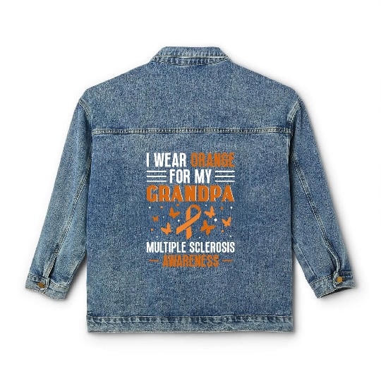 I Wear Orange For My Grandpa Multiples Sclerosis Classic Women's Denim Jackets