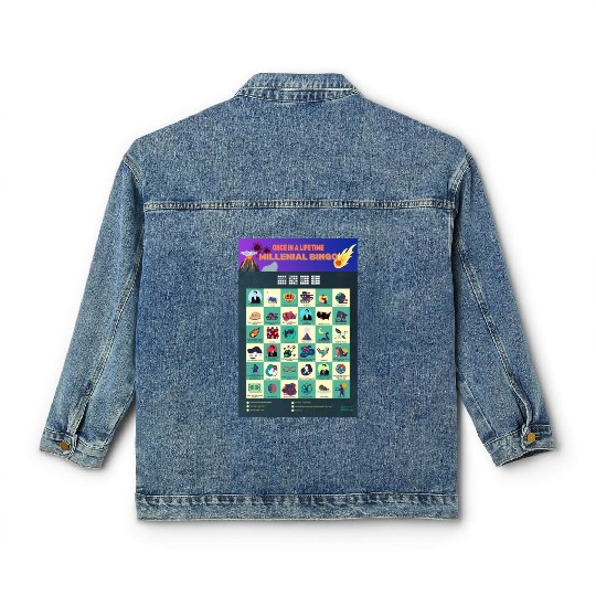 "Once In A Lifetime" Millennial Bingo Poster Classic Women's Denim Jackets