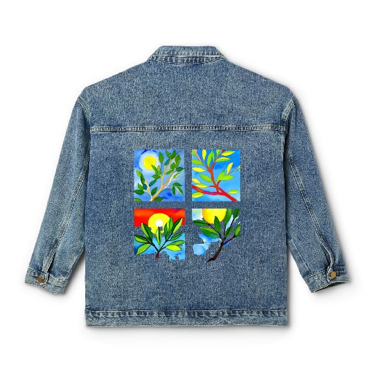 Laughing Olive Branch - Sustainable Harmony Classic Women's Denim Jackets