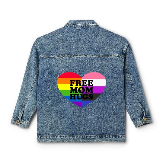 Free Mom Hugs Gay Pride Genderfluid Flag Classic Women's Denim Jackets
