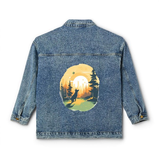 Joyful Dog in Summer Park Classic Women's Denim Jackets