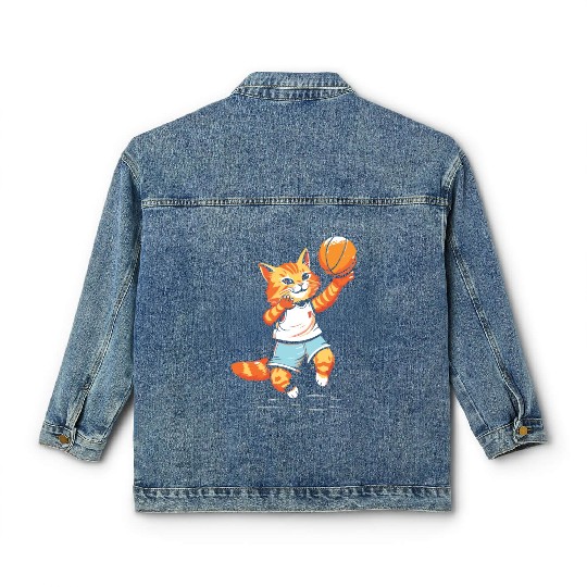 Basketball Cat Basketball Player I Love Basketball Classic Women's Denim Jackets