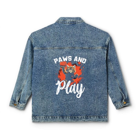 Basketball Cat Basketball Player I Love Basketball Classic Women's Denim Jackets