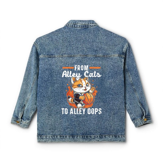 Basketball Cat Basketball Player I Love Basketball Classic Women's Denim Jackets