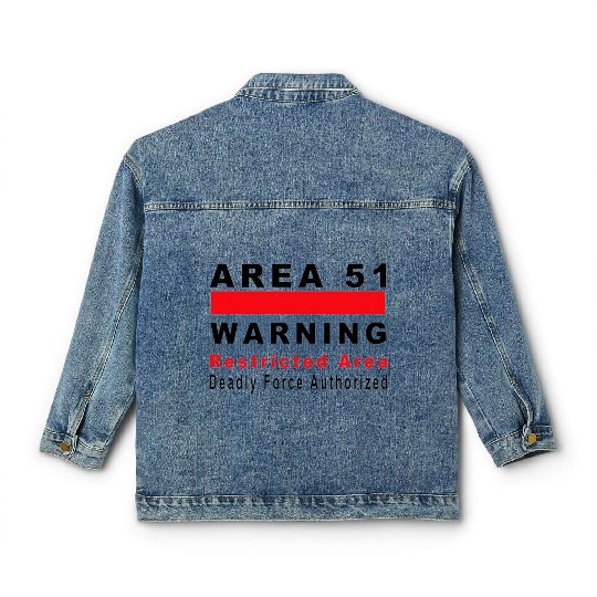 Area 51 Warning Sign Classic Women's Denim Jackets