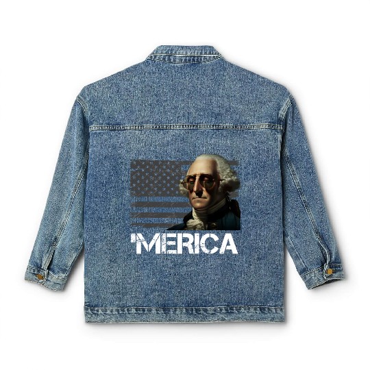Merica George Washington Independence Day USA Classic Women's Denim Jackets