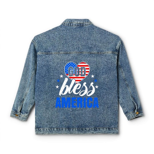 God Bless America Independence Day Party USA Classic Women's Denim Jackets