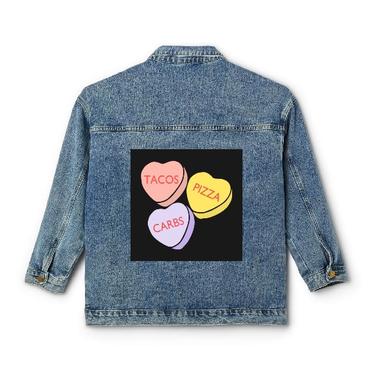 FRONTARTFunny Conversation Hearts Candy Classic Women's Denim Jackets