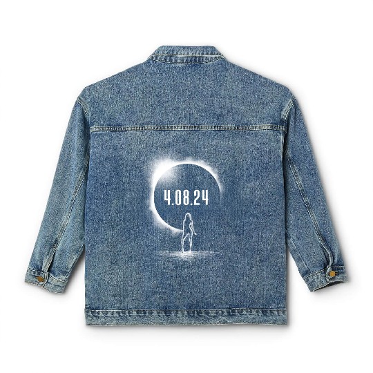 Total Solar Eclipse Woman Silhouette 4.08.24women' Classic Women's Denim Jackets