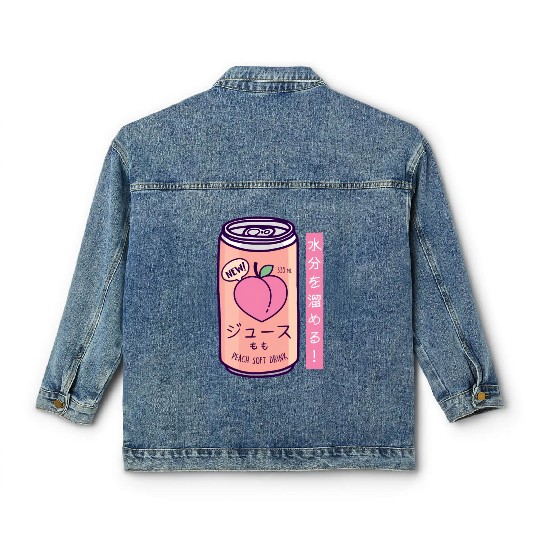 90S Japanese Aesthetic Peach Juice Drink Japan- Classic Women's Denim Jackets