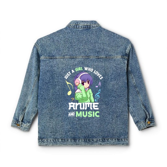 Just A Who Loves Anime And Music Anime Musician Classic Women's Denim Jackets