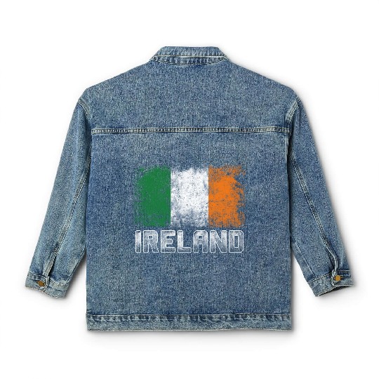 St Patrick's Day Patriotic Distressed Irish Flag Classic Women's Denim Jackets