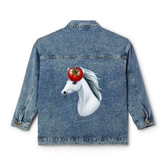 Horse Head Tomato - Creative Horse & Vegetable Classic Women's Denim Jackets