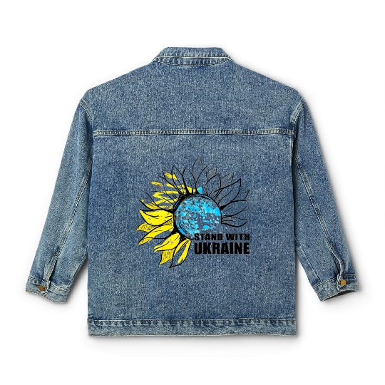 Sunflower Ukrainian Flag I Stand With Ukraine Ukra Classic Women's Denim Jackets