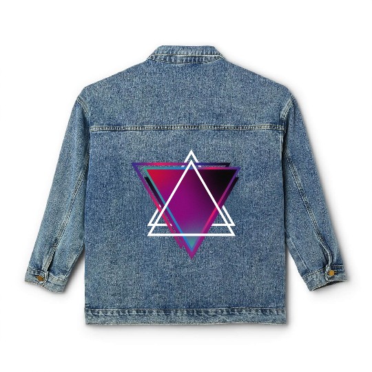 "Triangle Bliss: Geometric Marvel Classic Women's Denim Jackets"