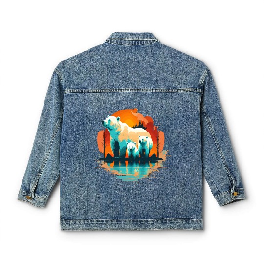 Polar Bear with cubs, Snow Spectrum Classic Women's Denim Jackets