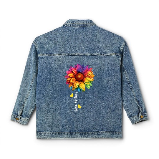 Rainbow Sunflower LGBTQ Community Transgender Pun Classic Women's Denim Jackets