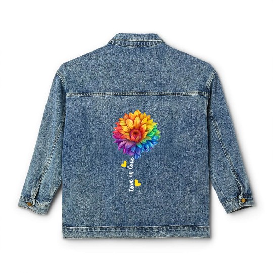 Rainbow Sunflower Lover LGBTQ Community Lesbian Classic Women's Denim Jackets