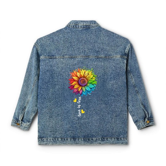 Rainbow Sunflower LGBTQ Lover Pride Community Pun Classic Women's Denim Jackets