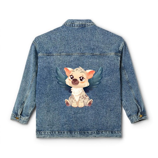 Kawaii Hyena Angel - Sweet Flight through the Classic Women's Denim Jackets