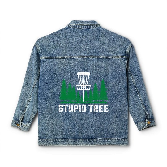 Funny Disc Golf Stupid Tree Art Frisbee Classic Women's Denim Jackets