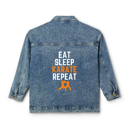 Eat Sleep Karate Repeat Classic Women's Denim Jackets