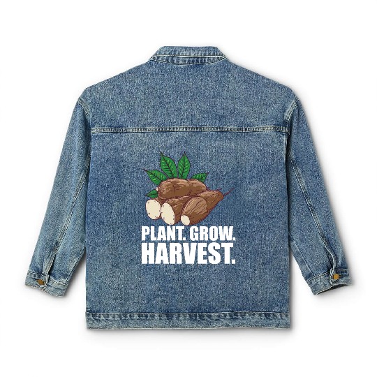 Cassava Farmer Plant Grow Harvest W Classic Women's Denim Jackets