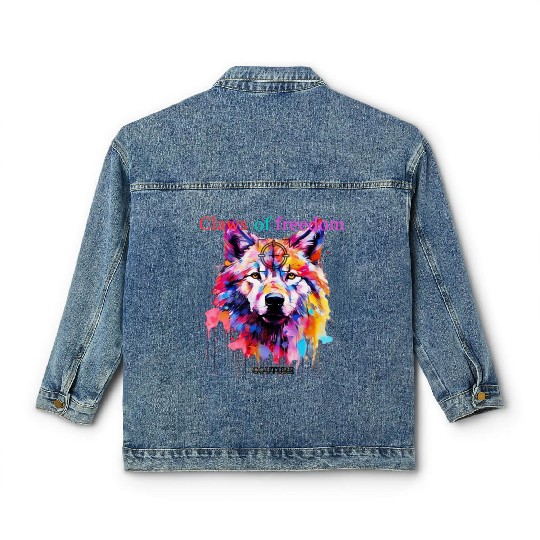 Lone Wolf in Multicolor Classic Women's Denim Jackets