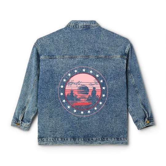 Cherry Blossom Classic Women's Denim Jackets, Vintage Sakura Kawaii Pop