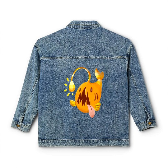 The Orange Candy Corn Angler Fish Classic Women's Denim Jackets