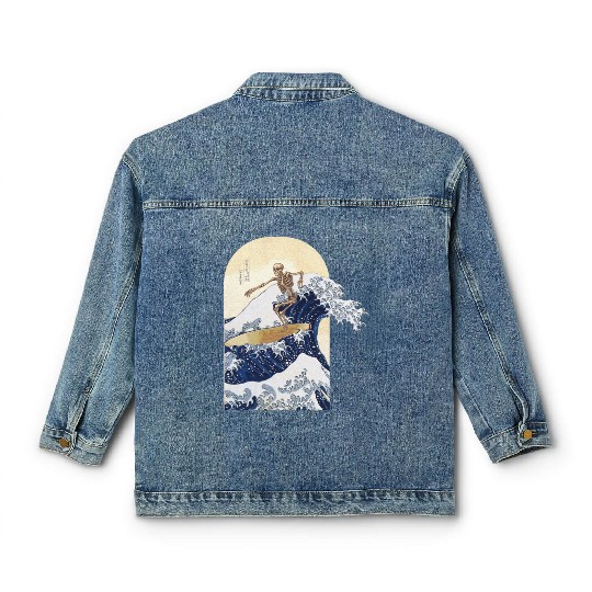 Surfing The Great Wave of Kanagawa Classic Women's Denim Jackets
